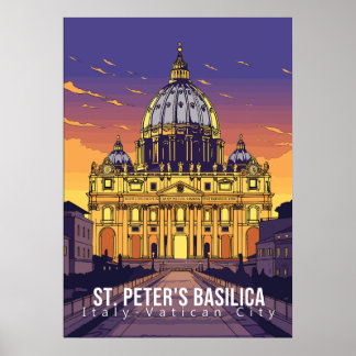St. Peter's Basilica, travel art poster