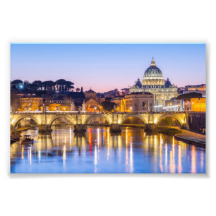 St Peter's Cathedral at night Rome Italy Photo Print
