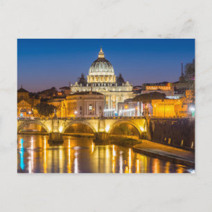 St Peter's Cathedral at night Rome Italy Postcard