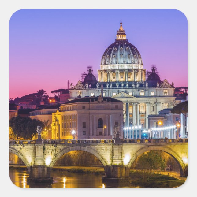 St Peter's Cathedral Vatican city Rome dusk Square Sticker (Front)