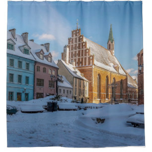 St. Peter's Church in winter in Riga, Latvia