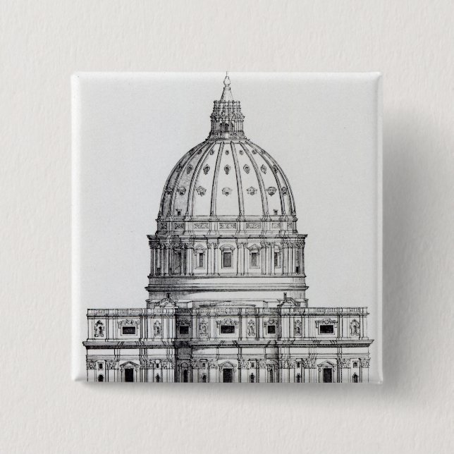 St. Peter's, Rome 2 Inch Square Button (Front)