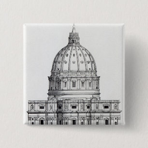 St. Peter's, Rome 2 Inch Square Button