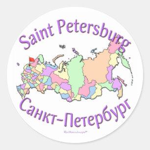 St. Petersburg City Russia Map Classic Round Sticker