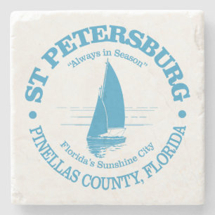 St Petersburg Fl (sea turtle) Stone Coaster