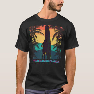 St Petersburg Florida Fl Palm Tree Surfboard Surfe T-Shirt