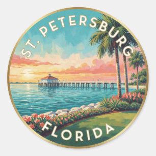 St Petersburg Florida Gulf Travel Classic Round Sticker