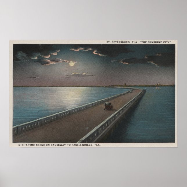 St. Petersburg, Florida - Night View of Poster (Front)