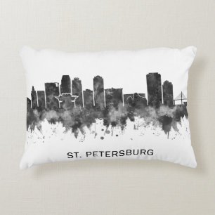 St. Petersburg Florida Skyline BW Accent Pillow