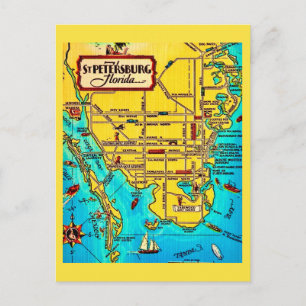 St. Petersburg Map Vintage Postcard