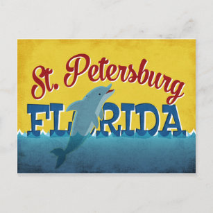 St Petersburg Postcard FL Dolphin Retro Vintage