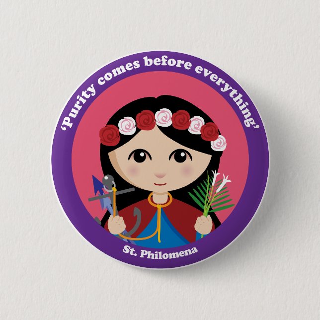 St. Philomena 2 Inch Round Button (Front)