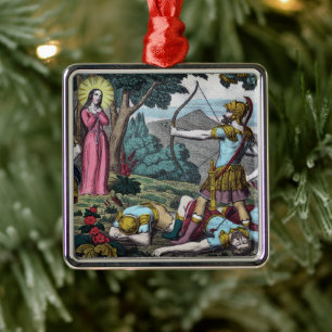St. Philomena Being Shot with Arrows Metal Ornament