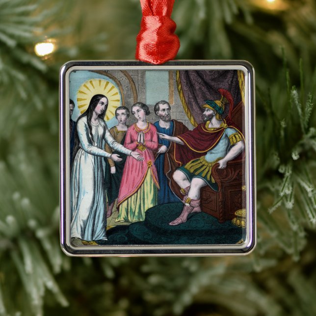 St. Philomena is Tried before Emperor Diocletian Metal Ornament (Tree)