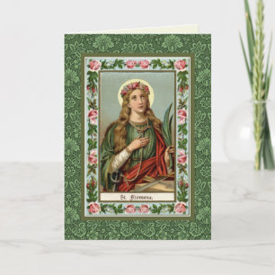 St. Philomena Pink Roses Palm Cord Card