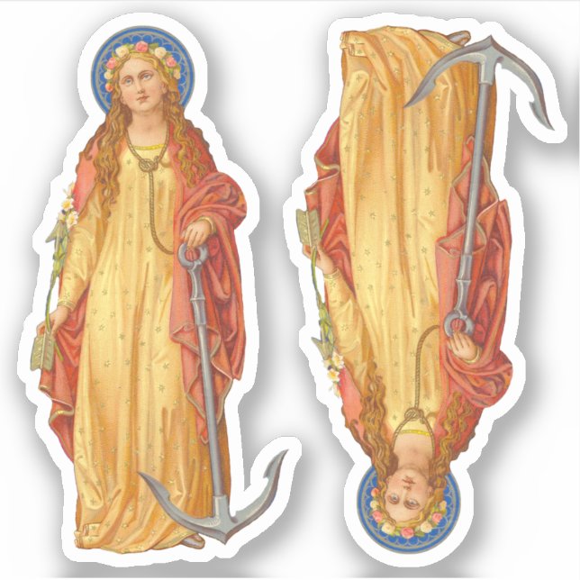 St. Philomena with Anchor Custom-Cut Vinyl Sticker (Front)