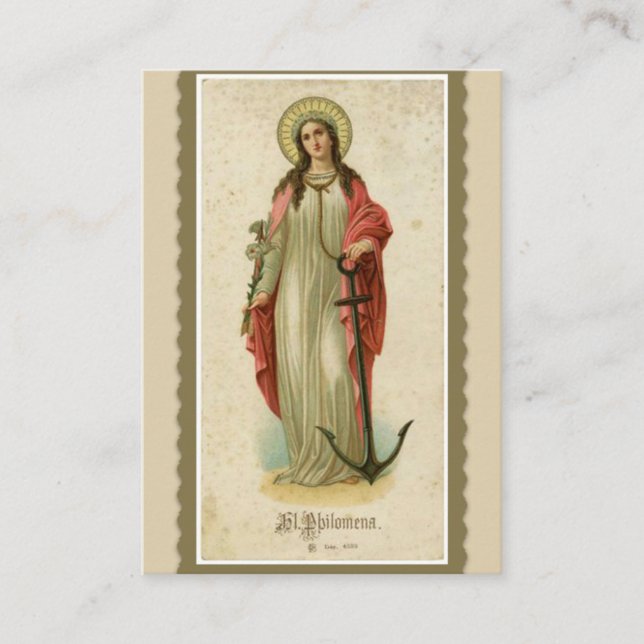 St Philomena Wonderworker et carte sainte de (Devant)