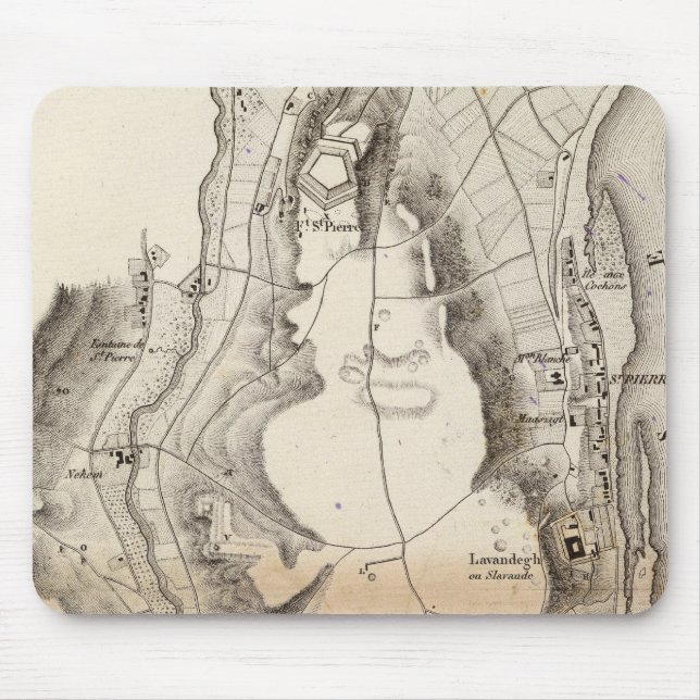 St Pierre Plateau Atlas Map Mouse Pad (Front)