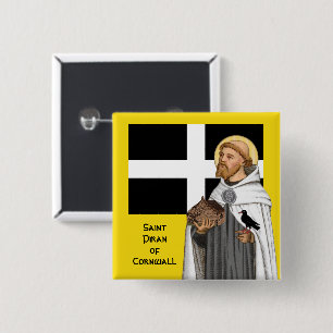 St. Piran of Cornwall (SAE 01) and His Flag 2 Inch Square Button