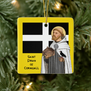 St. Piran of Cornwall (SAE 01) and His Flag etc. Ceramic Ornament