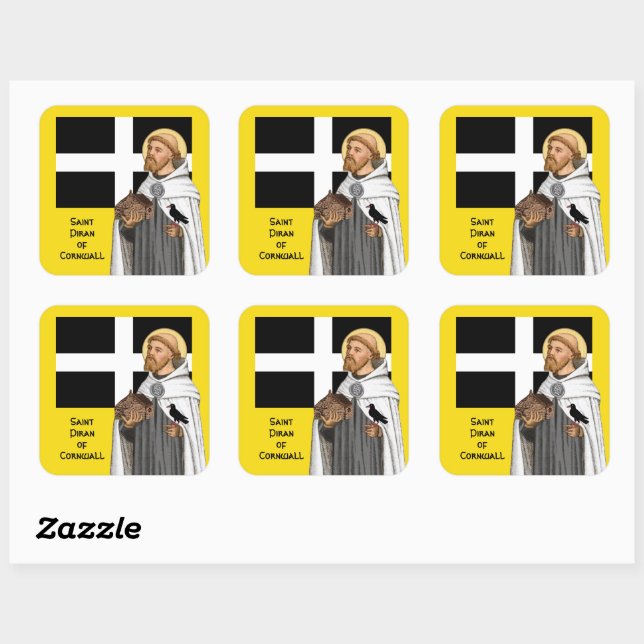 St. Piran of Cornwall (SAE 01) and His Flag Square Sticker (Sheet)
