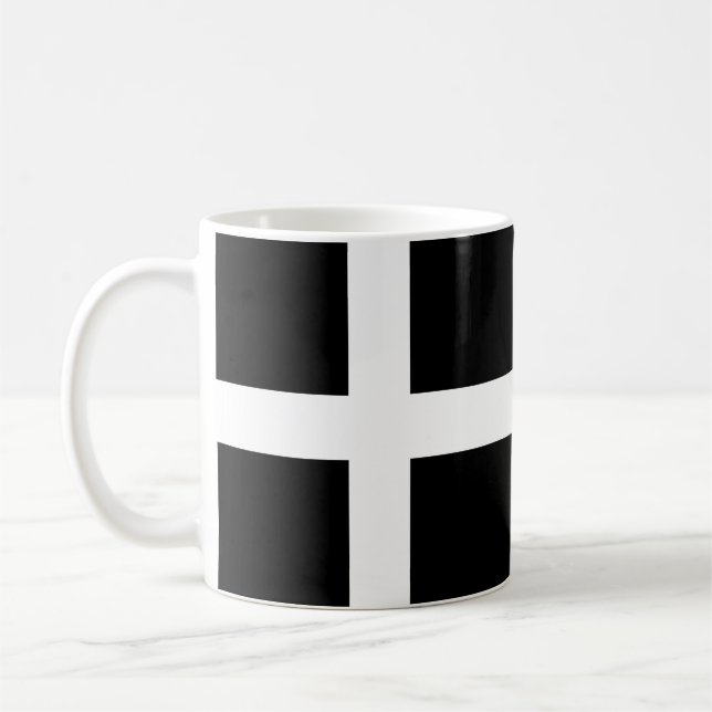 St. Piran’s flag / flag of Cornwall Coffee Mug (Left)