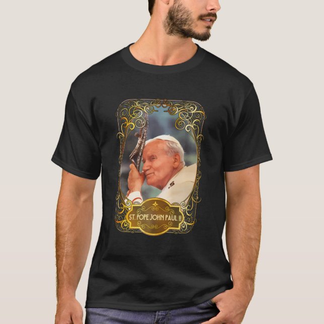 St Pope John Paul Ii Cross Catholic Saint Polish T-Shirt (Front)