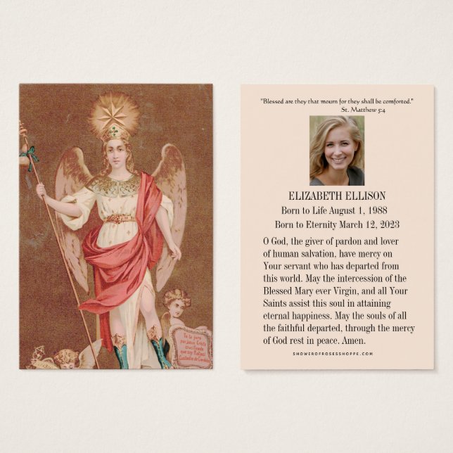 St. Raphael Archangel Prayer Funeral Holy Card (Front & Back)