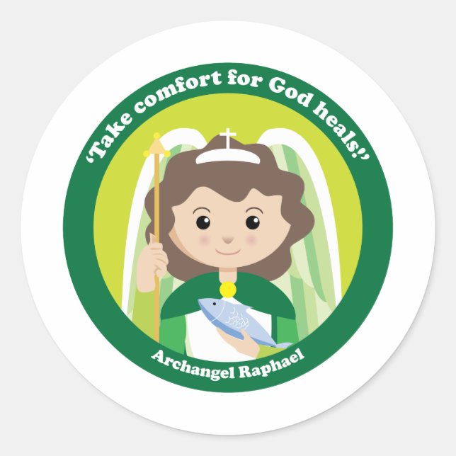 St. Raphael the Archangel Classic Round Sticker (Front)