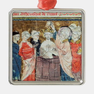 St. Remigius, Bishop of Rheims  baptising Metal Ornament