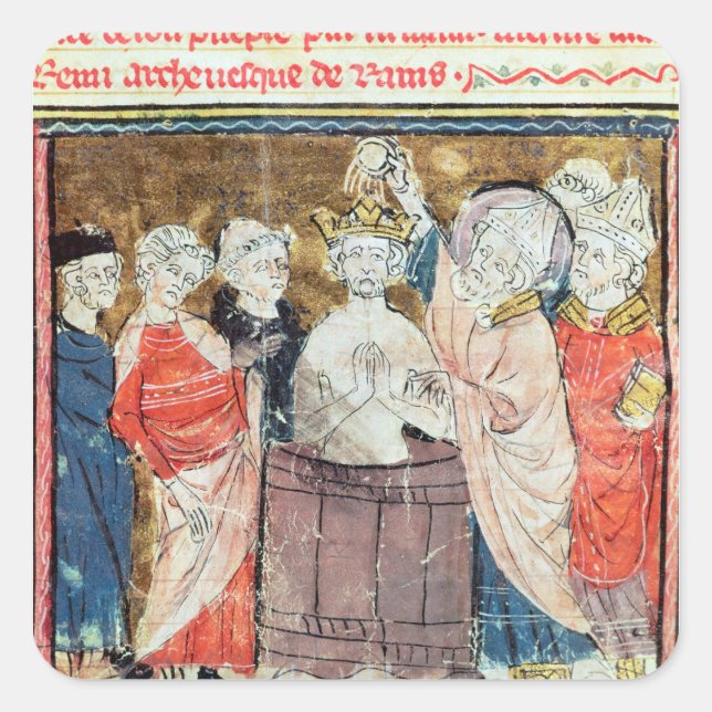 St. Remigius, Bishop of Rheims  baptising Square Sticker (Front)