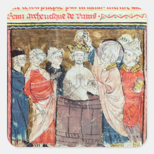 St. Remigius, Bishop of Rheims  baptising Square Sticker