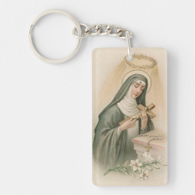 St. Rita of Cascia (M 015) Rectangular Acrylic Keychain (Front)