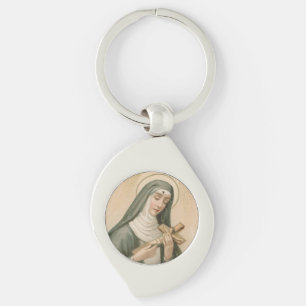 St. Rita of Cascia (M 015) Swirl Metal Keychain