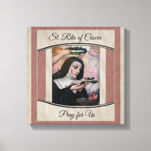 St. Rita of Cascia Thorns Roses Crucifix Canvas Print