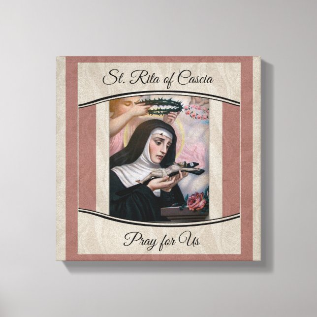 St. Rita of Cascia Thorns Roses Crucifix Canvas Print (Front)