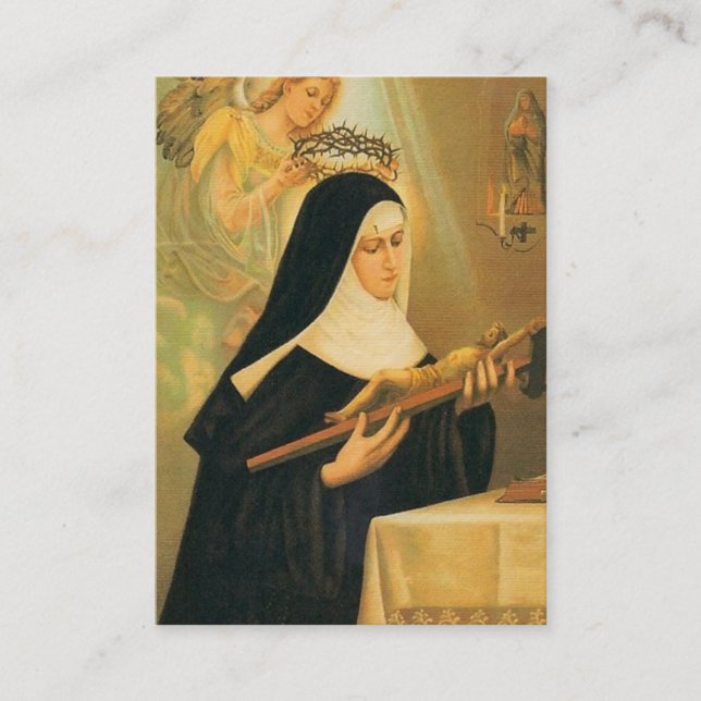 St. Rita of Cascia w/Crown of Thorns Angel Business Card (Front)