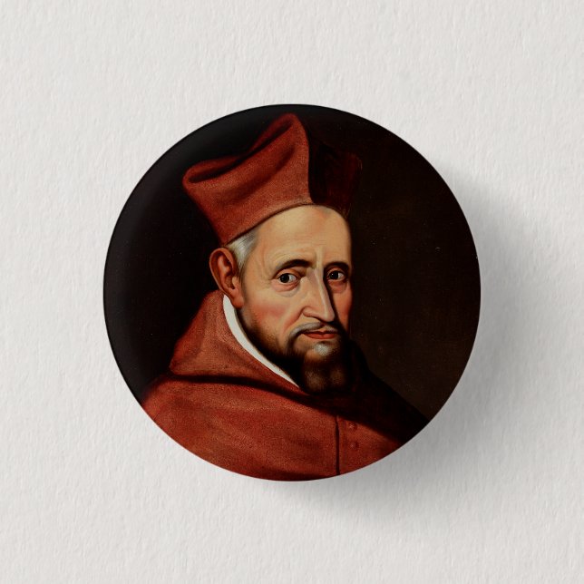 St. Robert Bellarmine Roman Library Art 1 Inch Round Button (Front)
