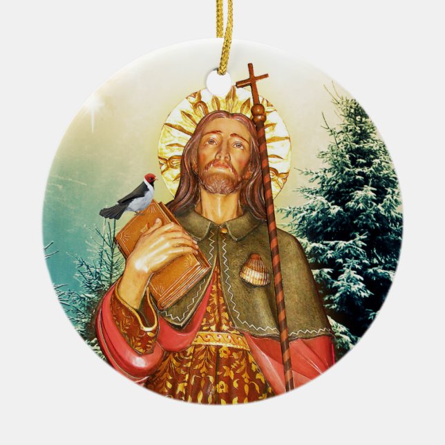 St Rocco or St Roch Round Prayer Ornament (Front)