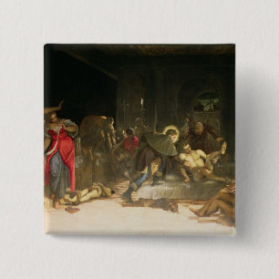 St. Roch Curing the Plague 2 Inch Square Button