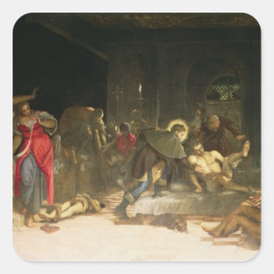 St. Roch Curing the Plague Square Sticker