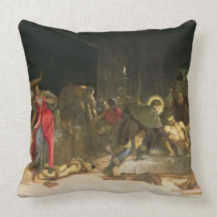 St. Roch Curing the Plague Throw Pillow
