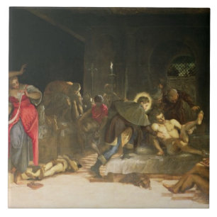 St. Roch Curing the Plague Tile
