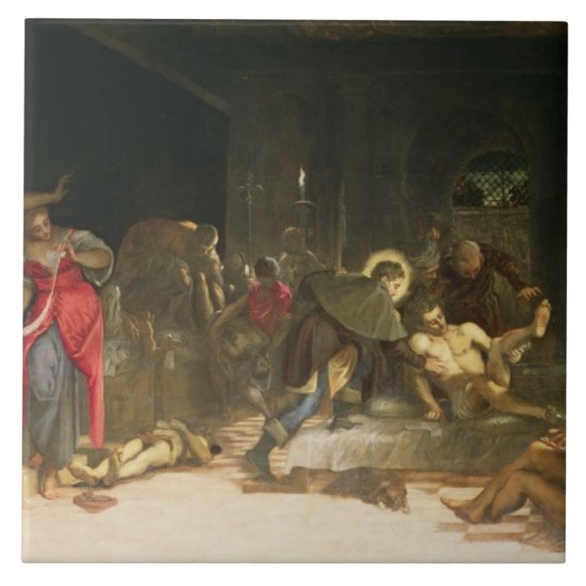 St. Roch Curing the Plague Tile (Front)