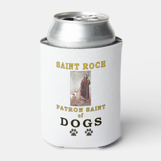 ST ROCH PATRON SAINT of DOGS Can Cooler (Can Front)