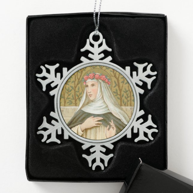 St. Rose of Lima (BK 020) Snowflake Pewter Christmas Ornament (Box)