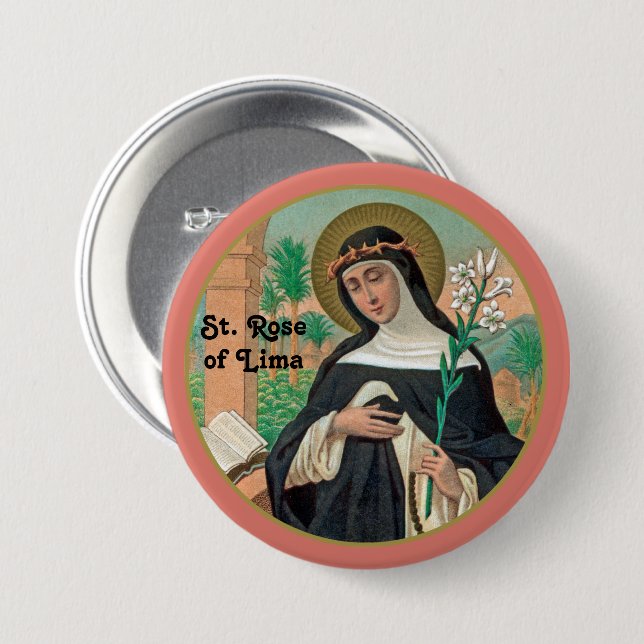 St. Rose of Lima (Detail; K 48) 3 Inch Round Button (Front & Back)
