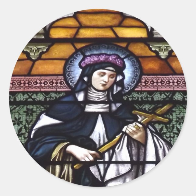 St. Rose of Lima -pray for us-stained glass window Classic Round Sticker (Front)