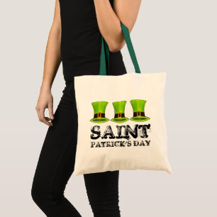 St. Saint Patrick's Day Green Leprechaun Tophats Tote Bag