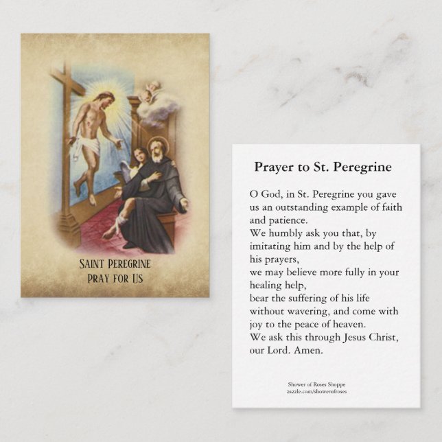 St Saint patron pérégrin de carte sainte de Cancer (Devant / Derrière)